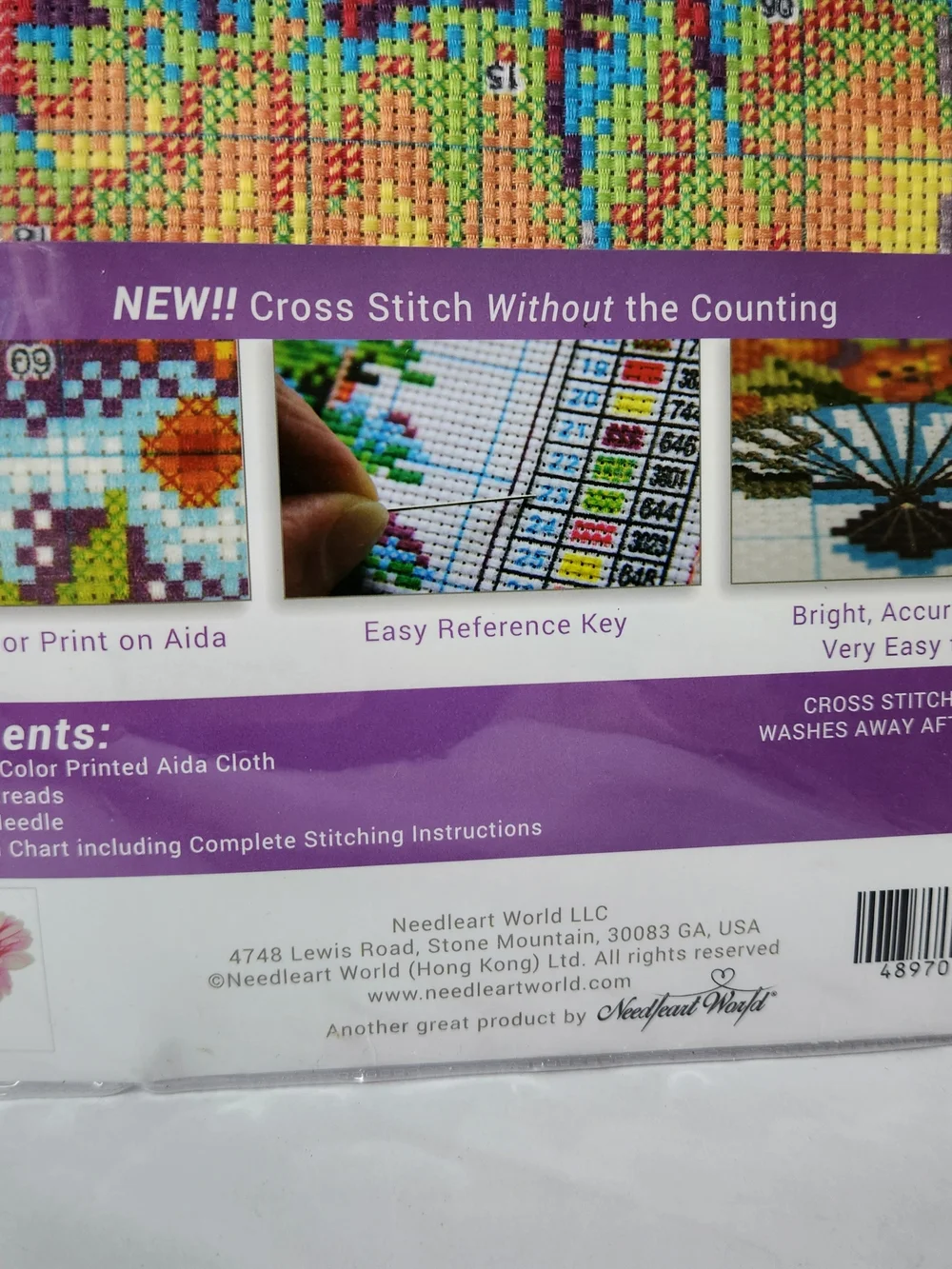 Pink Dahlia No-Count Cross Stitch Wall Art Kit